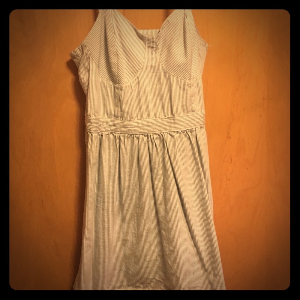 Gray and white striped mini dress